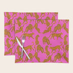 Abstract leopard with red lips illustration in fuchsia background  Placemat Gallery Image 2