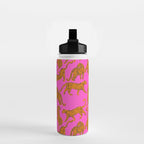 Abstract leopard with red lips illustration in fuchsia background  Water Bottle Gallery Image 2