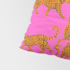 Abstract leopard with red lips illustration in fuchsia background  Pillow Sham Gallery Image 4