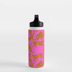 Abstract leopard with red lips illustration in fuchsia background  Water Bottle Gallery Image 3