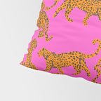 Abstract leopard with red lips illustration in fuchsia background  Pillow Sham Gallery Image 4