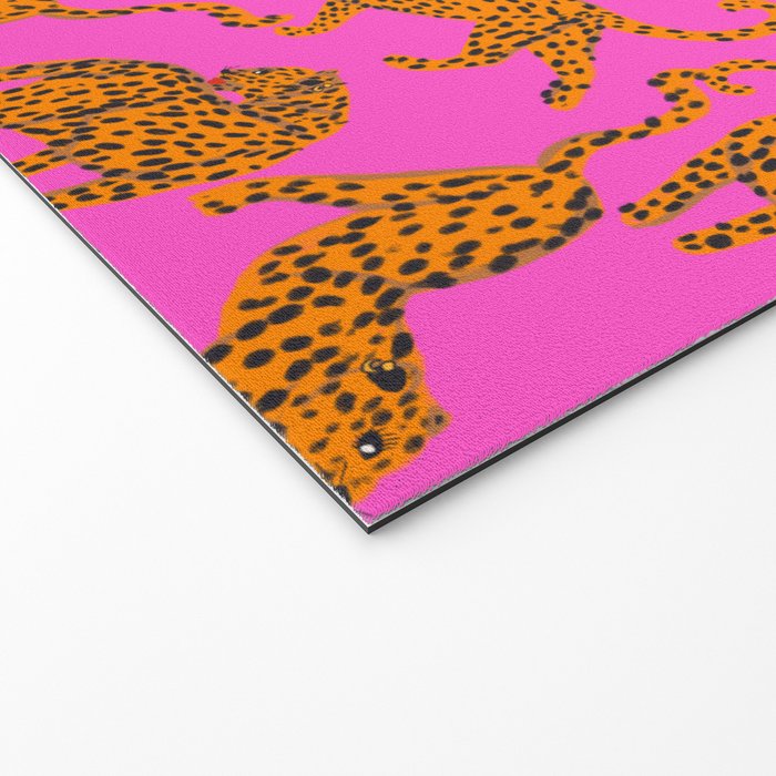 Abstract leopard with red lips illustration in fuchsia background  Welcome Mat Gallery Image 2
