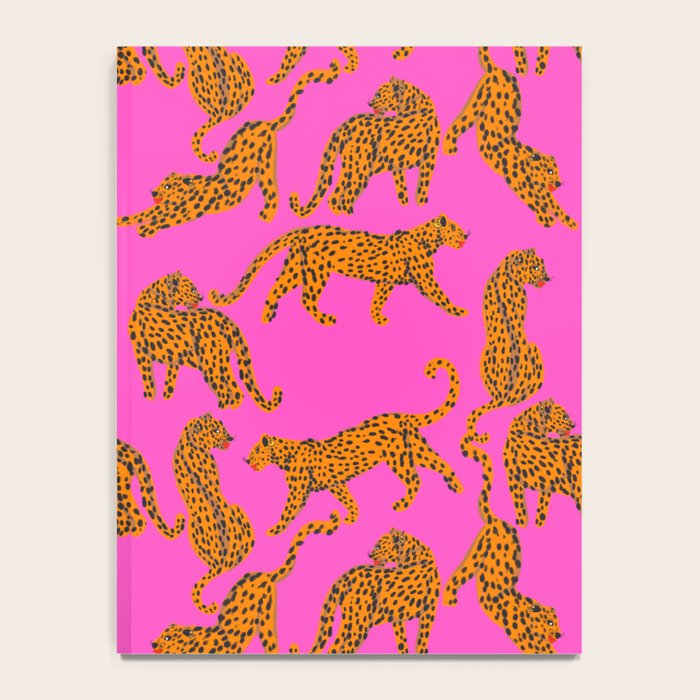 Abstract leopard with red lips illustration in fuchsia background  Notebook Gallery Image 4