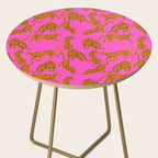 Abstract leopard with red lips illustration in fuchsia background  Side Table Gallery Image 2