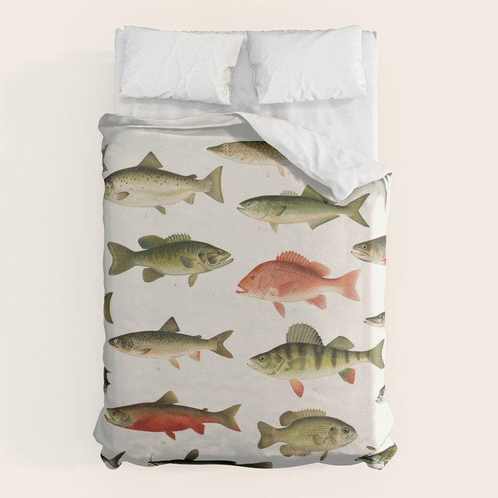 Illustrated North America Game Fish Identification Chart Duvet Cover Gallery Image 6
