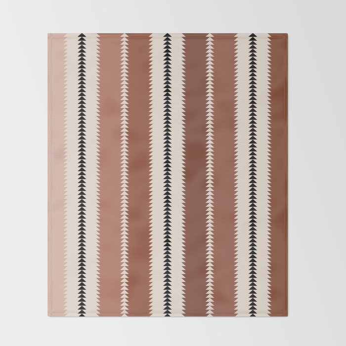 Western Stripes XV Terracotta Rust Red Throw Blanket Gallery Image 2