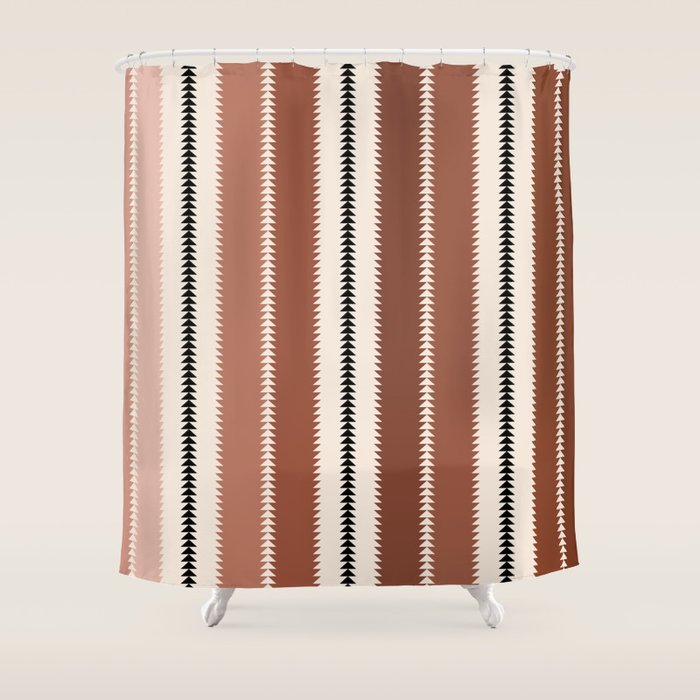 Western Stripes XV Terracotta Rust Red Shower Curtain Gallery Image 1