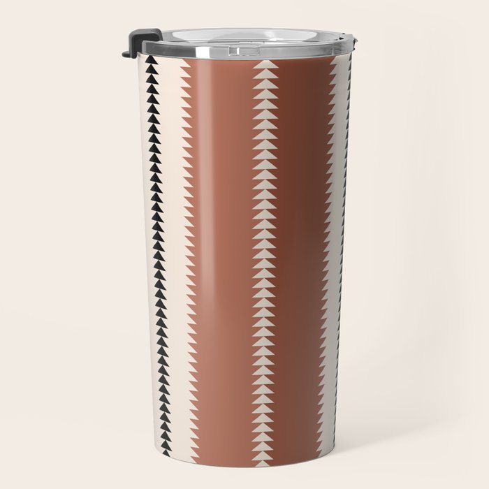 Western Stripes XV Terracotta Rust Red Travel Mug Gallery Image 3