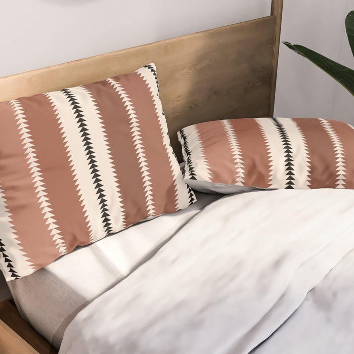 Western Stripes XV Terracotta Rust Red Pillow Sham Gallery Image 2