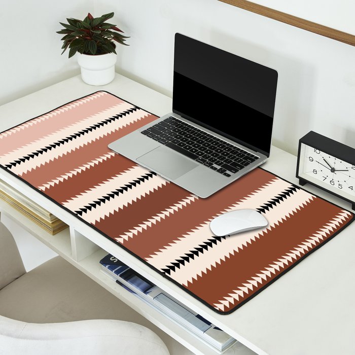 Western Stripes XV Terracotta Rust Red Desk Mat Gallery Image 2