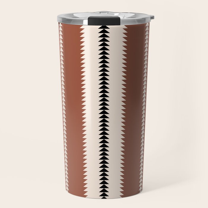 Western Stripes XV Terracotta Rust Red Travel Mug Gallery Image 1
