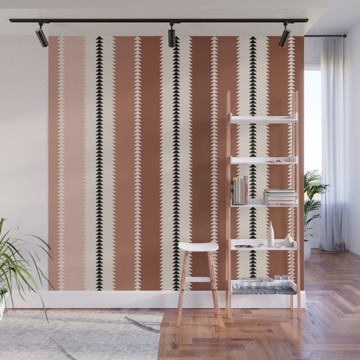 Western Stripes XV Terracotta Rust Red Wall Mural Gallery Image 1