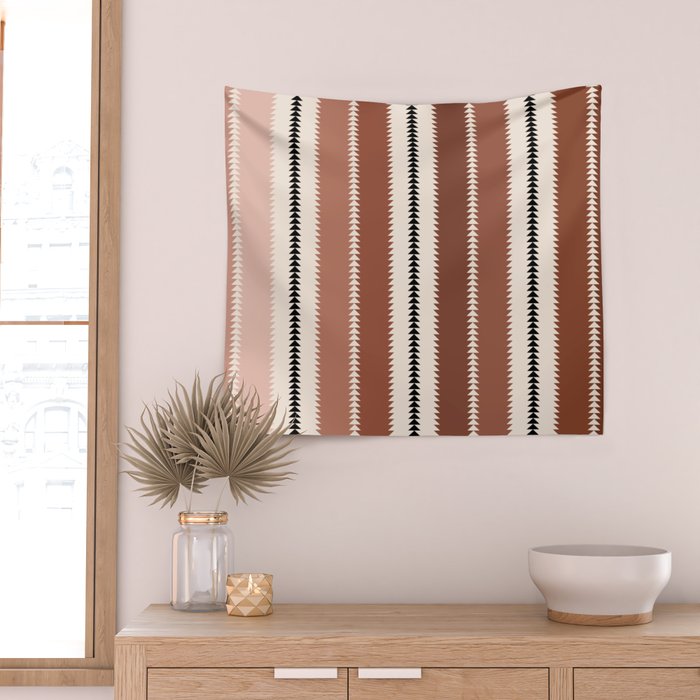 Western Stripes XV Terracotta Rust Red Wall Tapestry Gallery Image 2