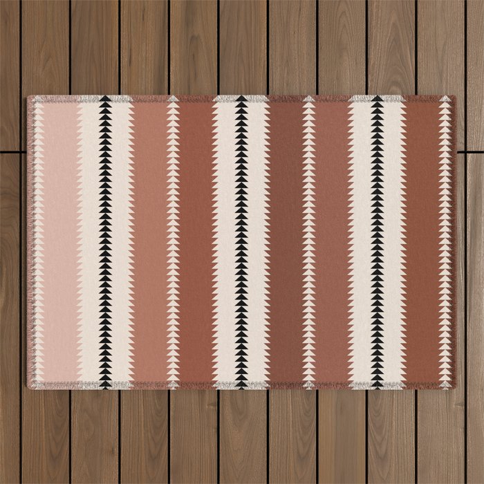Western Stripes XV Terracotta Rust Red Outdoor Rug Gallery Image 1