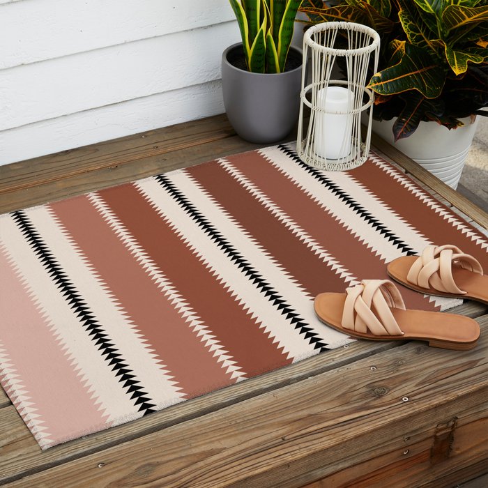 Western Stripes XV Terracotta Rust Red Outdoor Rug Gallery Image 2