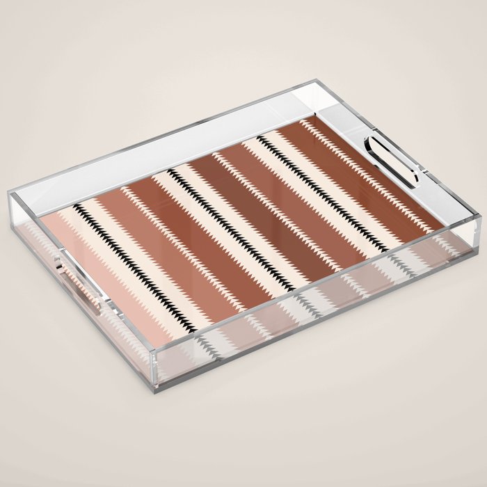 Western Stripes XV Terracotta Rust Red Acrylic Tray Gallery Image 1