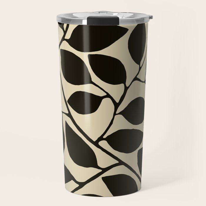 leaves black and white Travel Mug Gallery Image 1