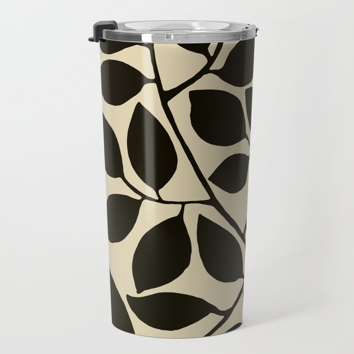 leaves black and white Travel Mug Gallery Image 3