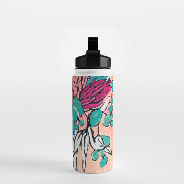 Orange Protea Bouquet Australian Wildflower Still Life Painting Water Bottle Gallery Image 2
