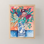 Orange Protea Bouquet Australian Wildflower Still Life Painting Mini Art Print Gallery Image 1