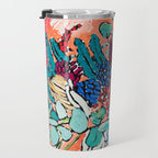 Orange Protea Bouquet Australian Wildflower Still Life Painting Travel Mug Gallery Image 3