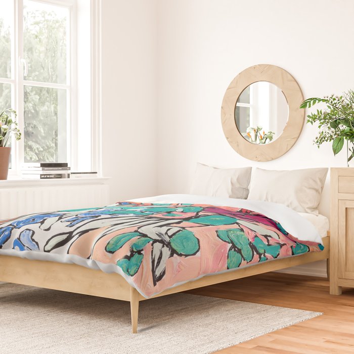 Orange Protea Bouquet Australian Wildflower Still Life Painting Duvet Cover Gallery Image 2