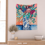 Orange Protea Bouquet Australian Wildflower Still Life Painting Wall Tapestry Gallery Image 2