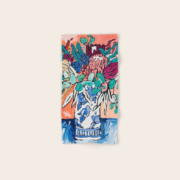Orange Protea Bouquet Australian Wildflower Still Life Painting Towels Gallery Image 1