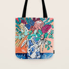 Orange Protea Bouquet Australian Wildflower Still Life Painting Tote Bag Gallery Image 1