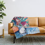 Orange Protea Bouquet Australian Wildflower Still Life Painting Throw Blanket Gallery Image 1