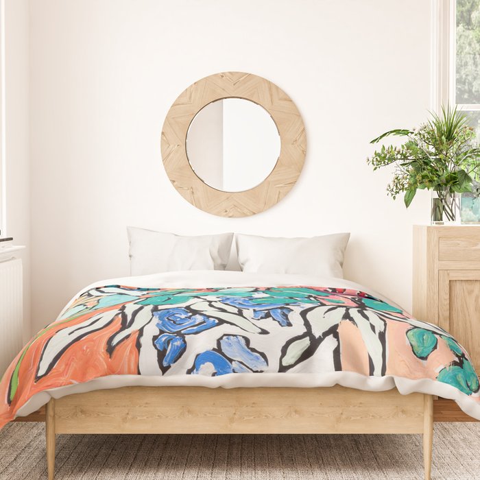 Orange Protea Bouquet Australian Wildflower Still Life Painting Duvet Cover Gallery Image 3