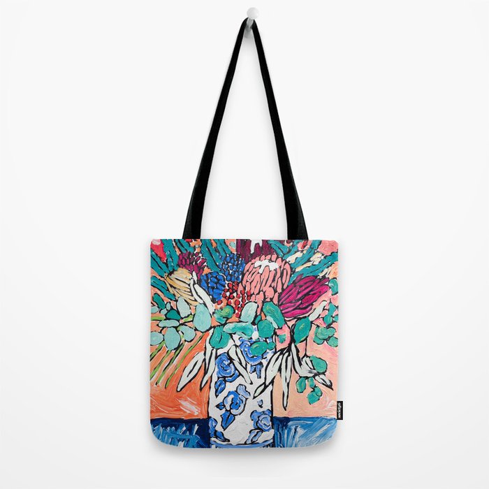 Orange Protea Bouquet Australian Wildflower Still Life Painting Tote Bag Gallery Image 2