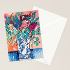 Orange Protea Bouquet Australian Wildflower Still Life Painting Stationery Card Gallery Image 2
