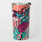 Orange Protea Bouquet Australian Wildflower Still Life Painting Travel Mug Gallery Image 2