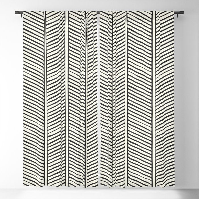 Organic Chevron - Inkwell on cream Window Curtain Gallery Image 1