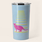 Cat on the Stairs - Pink Travel Mug Gallery Image 1