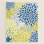 Modern Flowers Art, Blue, Yellow and Gray, Art Prints Jigsaw Puzzle Gallery Image 1