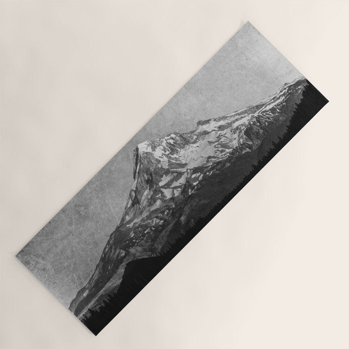 Mt Hood Black and White Vintage Nature Photography Yoga Mat Gallery Image 1