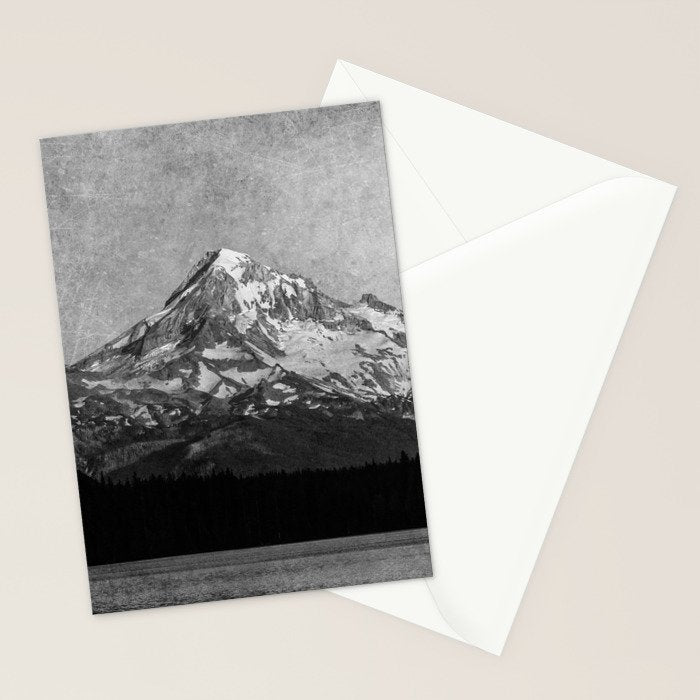 Mt Hood Black and White Vintage Nature Photography Stationery Card Gallery Image 2