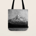 Mt Hood Black and White Vintage Nature Photography Tote Bag Gallery Image 1