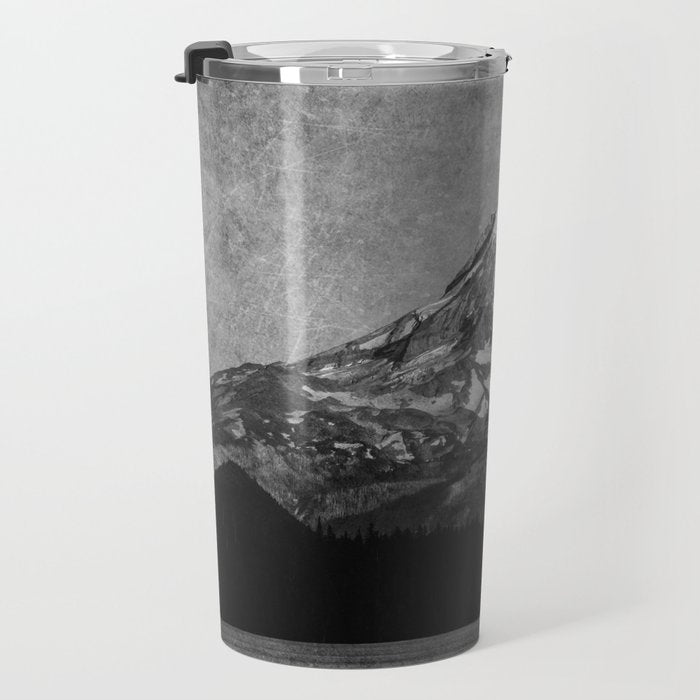 Mt Hood Black and White Vintage Nature Photography Travel Mug Gallery Image 3