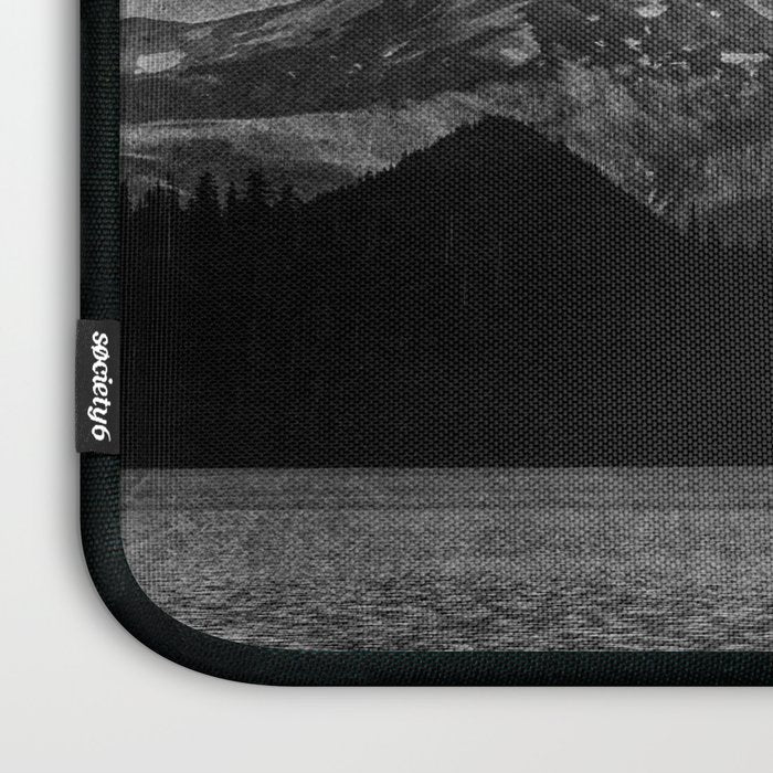Mt Hood Black and White Vintage Nature Photography Laptop Sleeve Gallery Image 3