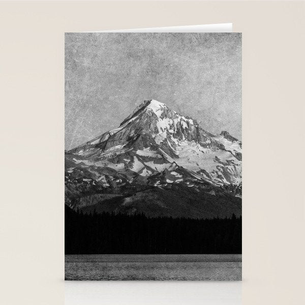 Mt Hood Black and White Vintage Nature Photography Stationery Card Gallery Image 2