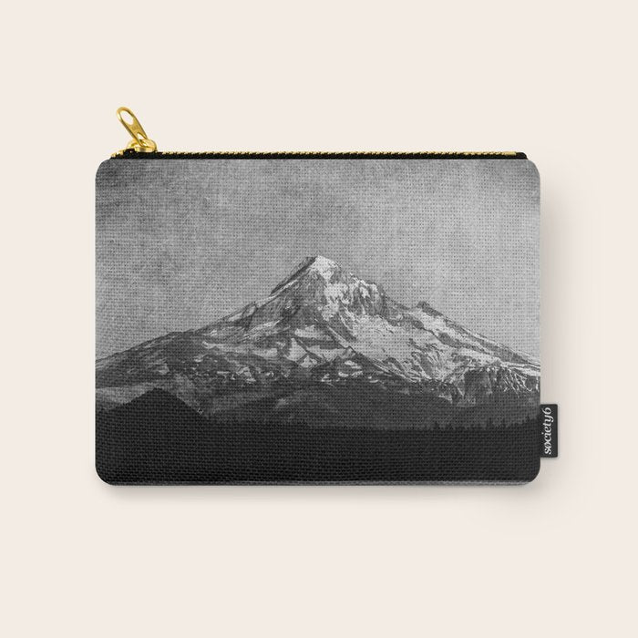 Mt Hood Black and White Vintage Nature Photography Carry All Pouch Gallery Image 1