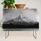 Mt Hood Black and White Vintage Nature Photography Credenza Gallery Image 1