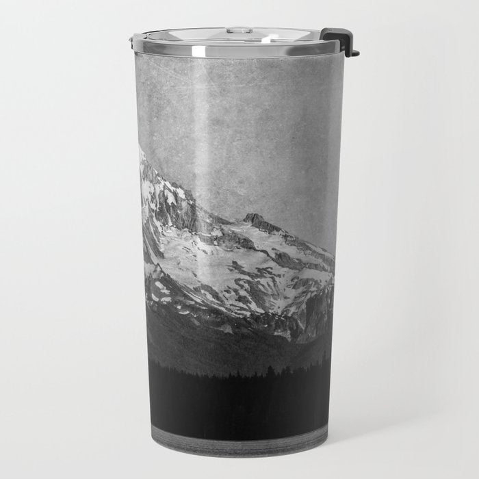 Mt Hood Black and White Vintage Nature Photography Travel Mug Gallery Image 2