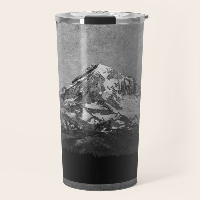 Mt Hood Black and White Vintage Nature Photography Travel Mug Gallery Image 1