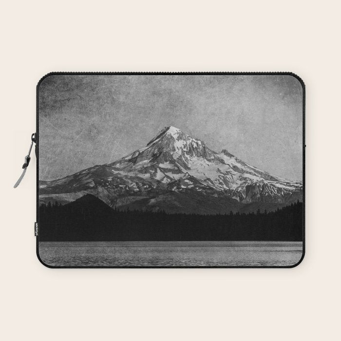 Mt Hood Black and White Vintage Nature Photography Laptop Sleeve Gallery Image 1