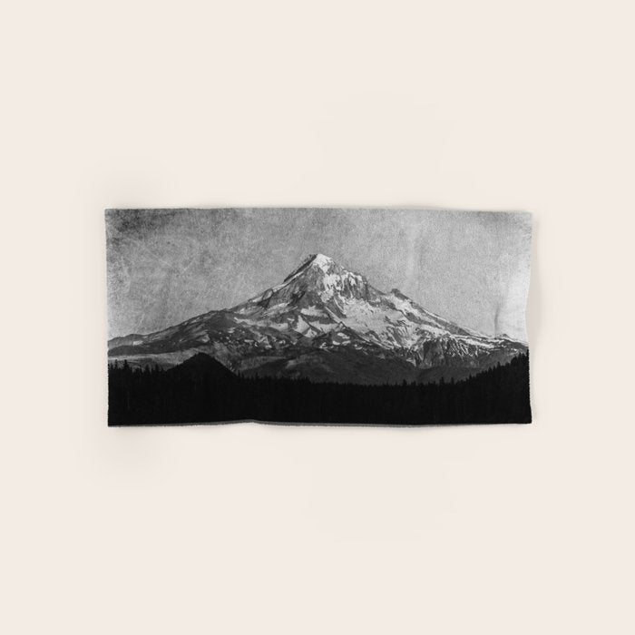 Mt Hood Black and White Vintage Nature Photography Bath Towel Gallery Image 1