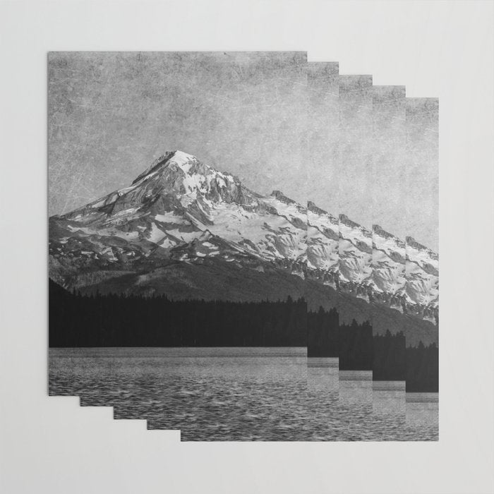 Mt Hood Black and White Vintage Nature Photography Wrapping Paper Gallery Image 3